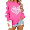 thumbnail image 6 of BLTIBY Valentine Shirts for Women Love Heart Printed Sweater Crewneck Long Sleeve Pullover Blouse Casual Fashion Valentines the Day Top Hot Pink L, 6 of 8