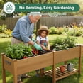 thumbnail image 3 of 81" Large Raised Garden Bed with Legs, Elevated Planter Box with Liner, Side Table, Storage Shelf & Hanging Hooks for Vegetables & Herbs, Brown, 3 of 9