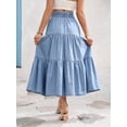 thumbnail image 2 of Womens Tiered Elastic Waist Denim Skirt Light Wash Casual Maxi, 2 of 24