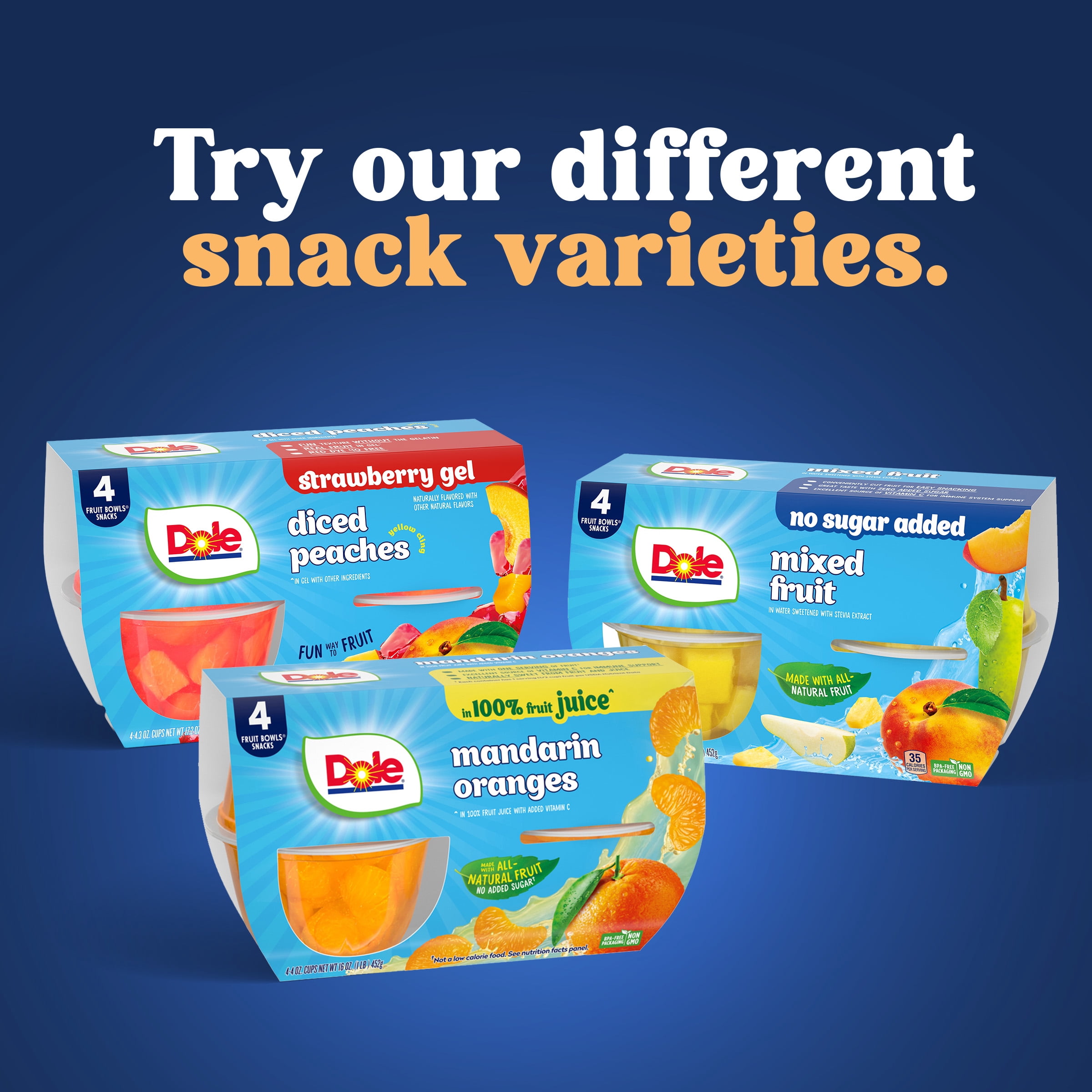 (4 pack) Dole Fruit Bowls Peaches & Creme Layers Snacks, 4.3oz 4 Total Cups