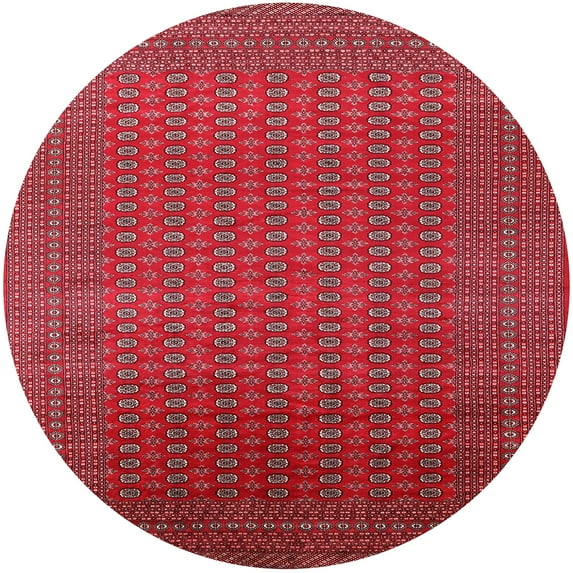 Ahgly Company Indoor Round Mid-Century Modern Red Oriental Area Rugs, 6' Round