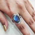 thumbnail image 4 of Natural Labradorite Ring, Woman's Blue Fire Labradorite Ring, Birthstone, Bohemian Band, 925 Sterling Silver, Womens Ring, Christmas, Thanksgiving, Handmade, Statement Jewelry, Natural Gemstone Ring, 4 of 7