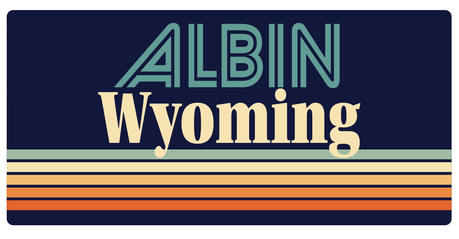 Albin Wyoming 5 x 2.5Inch Vinyl Decal Sticker Retro Design