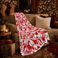thumbnail image 3 of Festive Red White Candy Cane Spiral Pattern Cheerful, Festive Holiday Scene, Warm Flannel Blanket for Living Room and Family Room, Art Lovers Housewarming Gift, Festive Home Decor, 3 of 9