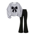 thumbnail image 2 of Cethrio Girls Graphic Outfit Sets, 2 Piece Fall Winter Long Sleeve Casual Kids Clothing Sets Size 13-14 Years Gray, 2 of 4