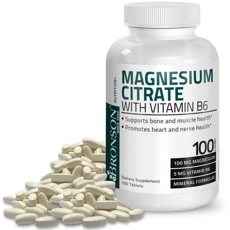 Bronson Magnesium Citrate with Vitamin B-6  100 Tablets