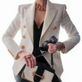 thumbnail image 2 of Womens Casual Blazer Jacket Gold Button Long Sleeve Work 0ffice Blazer Lapel Open Front Jacket White XL, 2 of 7
