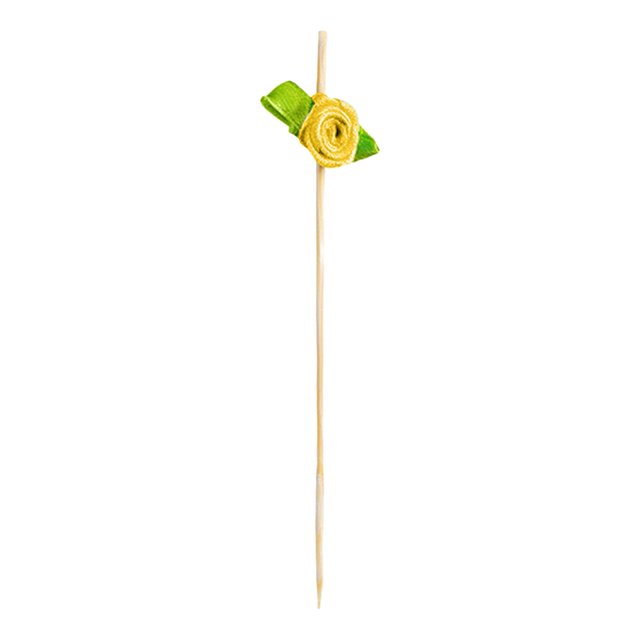 100 palillos románticos para cócteles con forma de rosa, decoración de flores de rosa para aperitivos, palillos de dientes elegantes, palillos largos de bambú para brochetas de cóctel, 100 unidades,