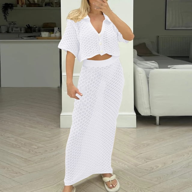 Gspmoly Robes pour Femmes, Ensemble Jupe Tricotée à Crochet et Fleurs Cardigan Multicolore Jupe à Boucle Ensemble Assorti Robe de Cocktail jusqu'à 65 % de Rabais