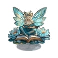 thumbnail image 1 of zhangmingg Enchanting Fairy Reading Book Acrylic Statue Inspirational Message Sign Desk Ornament for Home, 1 of 8
