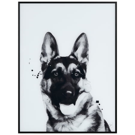 UPC: 0028201101647 | German Shepherd Pet Paintings on Printed Glass Encased with a Gunmetal Anodized Frame