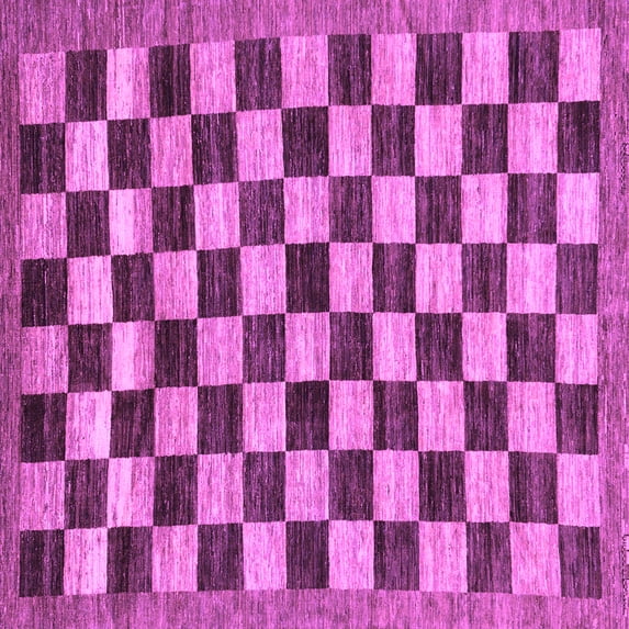 Ahgly Company Indoor Square Checkered Purple Modern Area Rugs, 3' Square