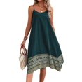 thumbnail image 2 of Women'S Boho Color Block Long Dress Hawaii Flowy Spaghetti Strap Dresses Green L, 2 of 9