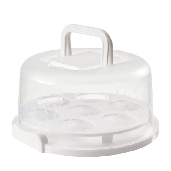 Cake Carrier,Portable Transparent Box with Airtight Lid and Cupcake Holders,Bakery Storage Solution for Party Dessert Transport and Refrigerator Organization(White)