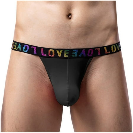 Savings Clearance RbCulf Sexy Thong for Men Men s Low Waist Briefs with Love Print Casual Fashion Buttock Lift Panty G-String Underpants Valentine s Day Honeymoon Gifts