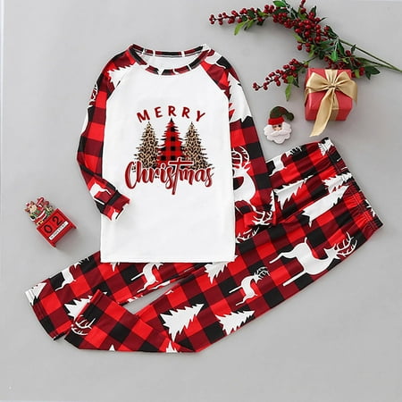 

Pajamas for Women KKCXFJX Parent-child Warm Christmas Set Printed Home Wear Pajamas Two-piece Kid Set