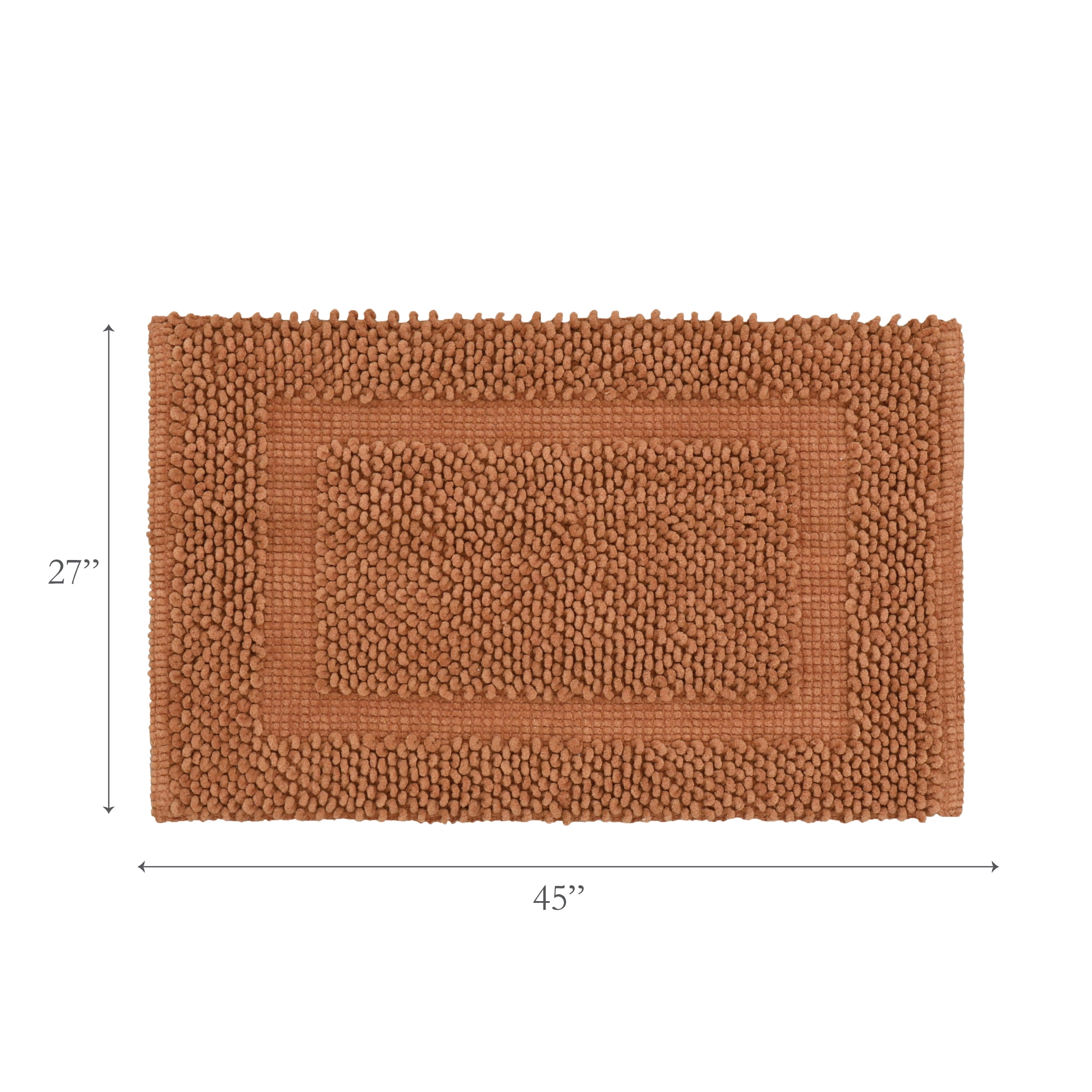 Jean Pierre New York Sophie Border 100% Cotton Bath Mat - Non-Slip Bath Rug - Burnt Orange - 27" x 45"