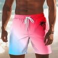 thumbnail image 2 of Tisuna Mens Swimming Trunks Elastic Waist Loose Fit 5 Inch Swim Shorts Quick Dry Breathable Mens Summer Holiday Gradient Print Beach Shorts Size Xxxl Red, 2 of 4