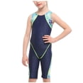thumbnail image 1 of Girls One Piece Swimsuit Sport Athletic Bathing Suit for Teen Tween, Modest Coverage Color-Block Racerback Swimsuit, for Swimming Pool Beach Vacation Water Sports, Short Sleeve, 1 of 7