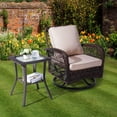 thumbnail image 3 of YYAo Patterned Glass With Gray Rattan Rattan Side Table, 3 of 15