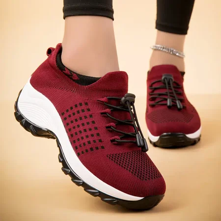 

Women‘s Casual Sneakers Lightweight Low Top Slip-on Running Shoes Lace-up Detail Mom Shoes