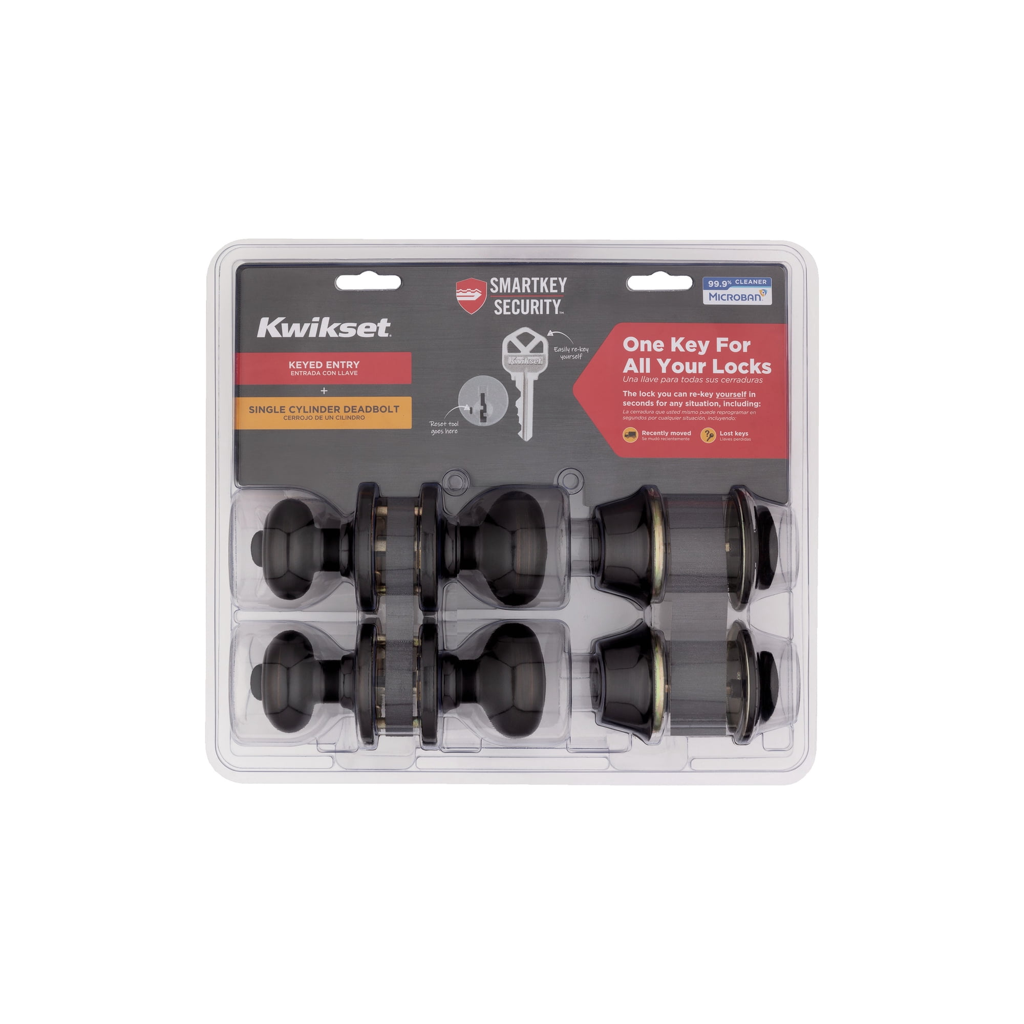 Kwikset Cove SmartKey Combo Deadbolt and Door Knob Project Kit - Pack of 3