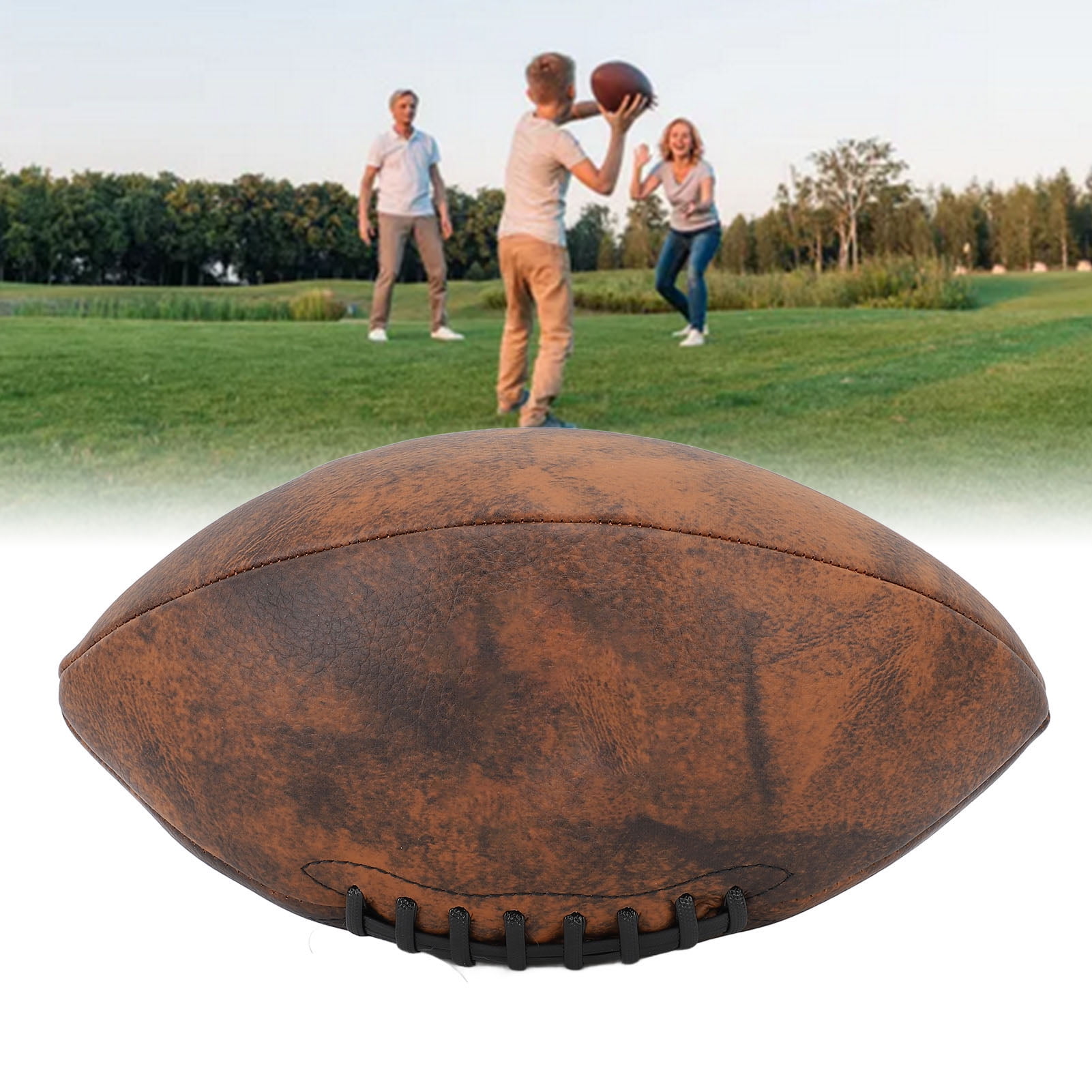 Training Football Size 9 Rugby Ball PU Comfortable Grip Vintage Design Durable Sports for Game Match