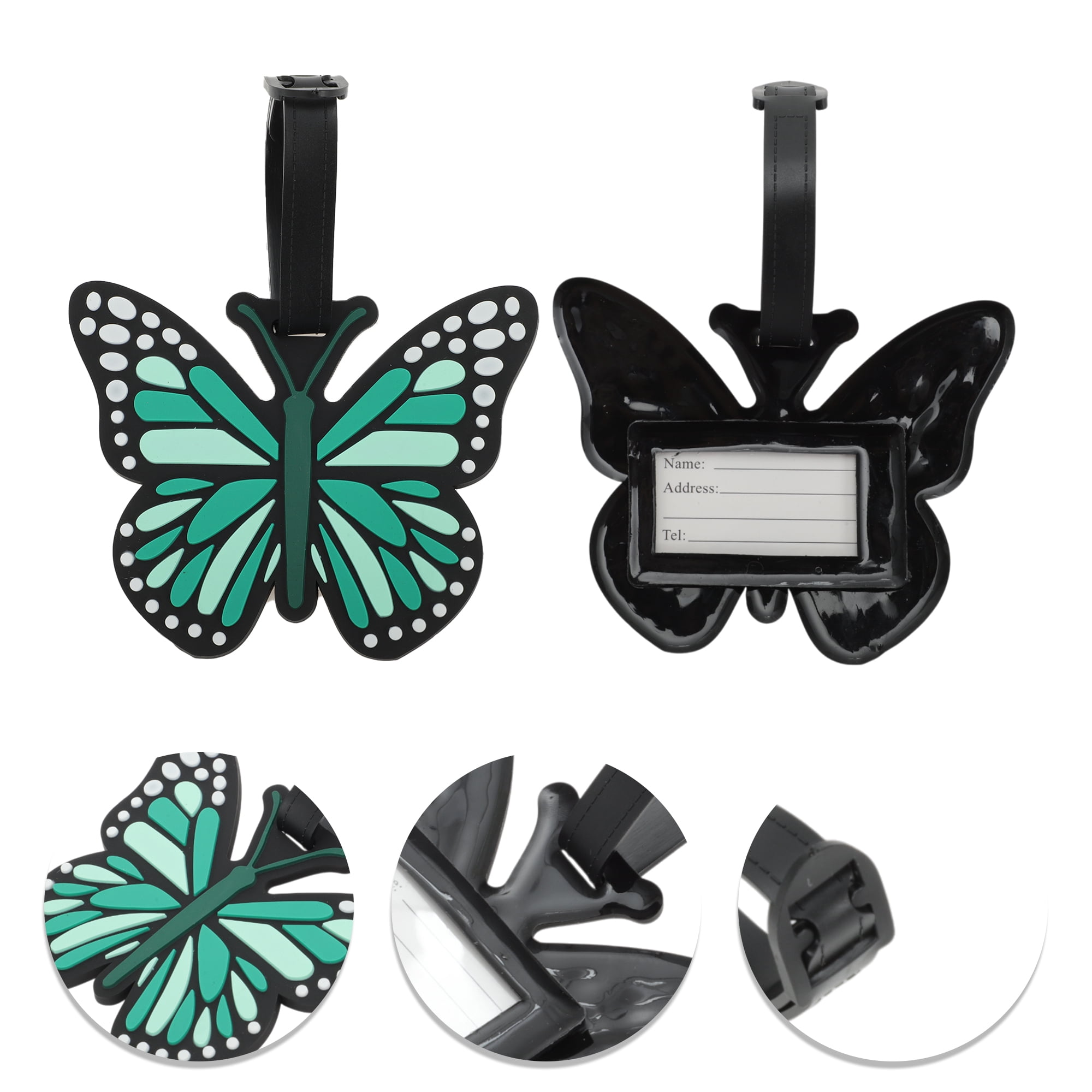 Unique Bargains 1 Pc Butterfly Luggage Tag for Travelling Green
