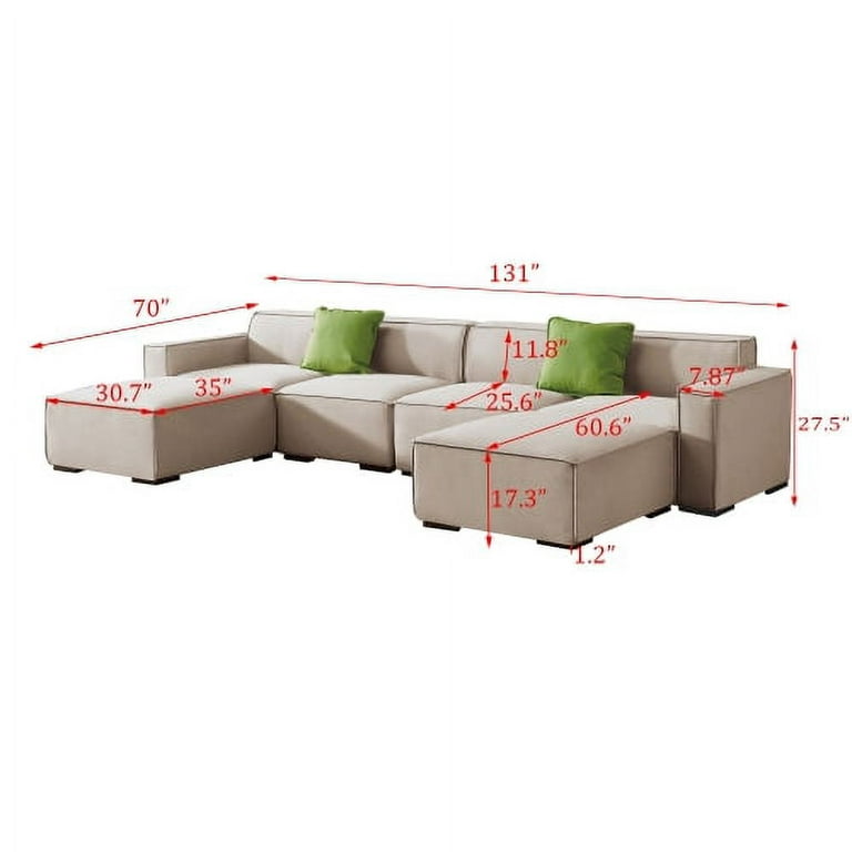 Two Seater Modular Sectional Sofa Linen Fabric Sofa Couch with Ottoman,  Seat Cushion and Back Cushion Removable and Washable - Yahoo Shopping