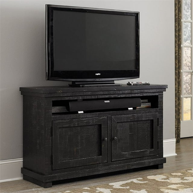 Progressive Furniture Willow 54" Wood TV Stand in Distressed Black