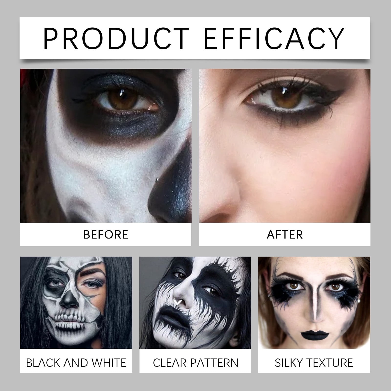 Alvantor Halloween Face Paint Quick-Dry Oil Palette for Party Cosplay Clown Makeup, Black and White