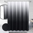 thumbnail image 4 of Black Fabric Shower Curtain, Ombre Linen Textured Weighted Cloth Shower Curtain Set with Plastic Hooks, Machine Washable, Water Repellent, Hotel Spa Decorative Shower Curtains for Bathroom, 72x72, 4 of 6