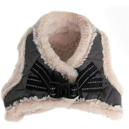 PETSWORLD Warm Harness with Fur Winter Breathable Adjustable Harness for Animals Grey XS