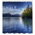 thumbnail image 1 of Ambesonne Alaska Shower Curtain, Turnagain Arm Lakeside, 69"Wx75"L, Lime Green Navy Blue, 1 of 3