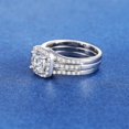 thumbnail image 6 of 18K White Gold Plated Cubic Zirconia Three-in-One Halo Wedding Engagement Promise Eternity Ring Set for Women, 6 of 6