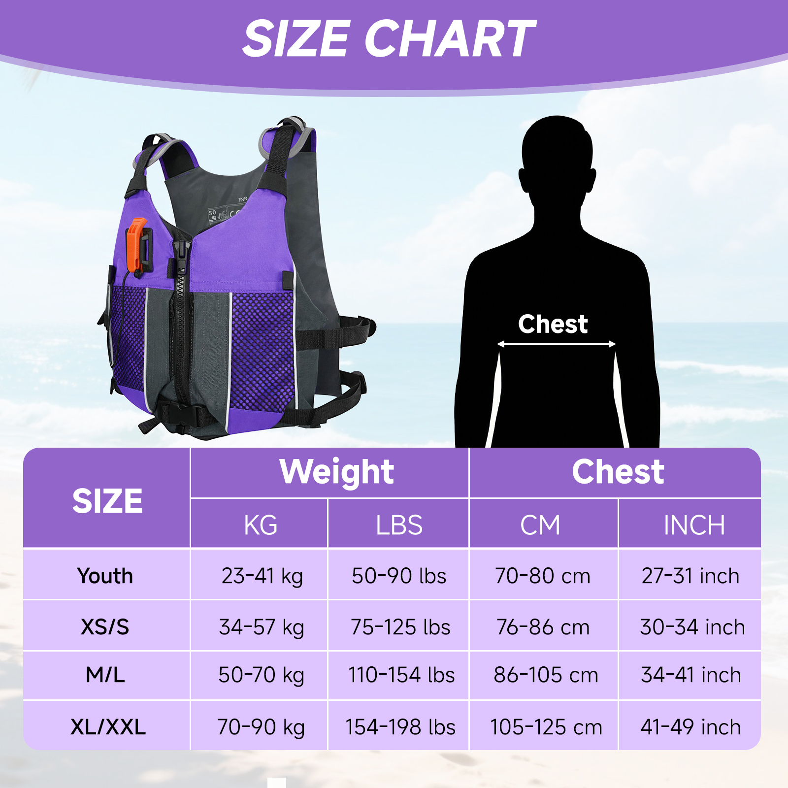 Koorium Adult Life Jacket Swim Vest, Purple photo 6