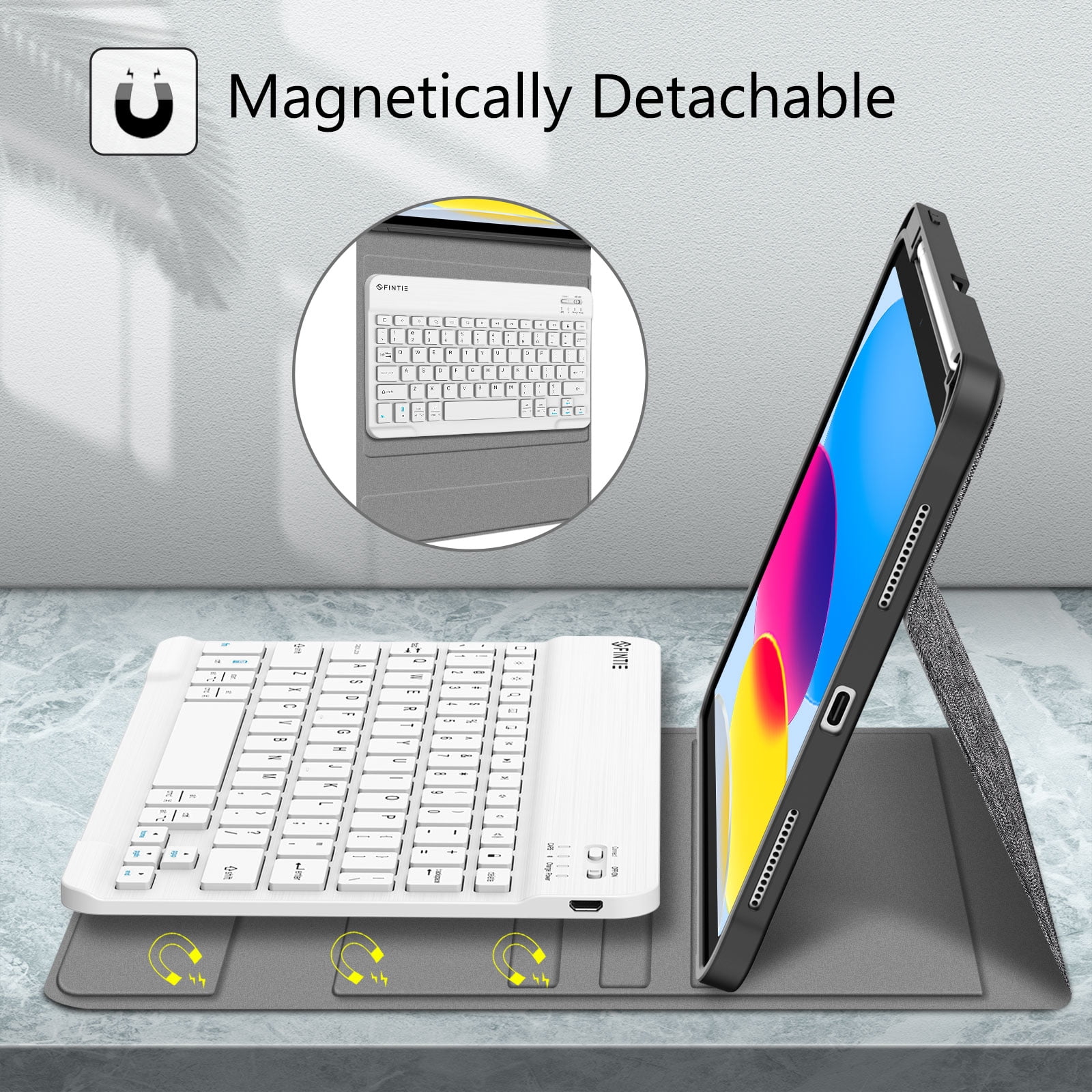 Fintie Keyboard Case for iPad 10th Generation 10.9 Inch Tablet (2022 Release) with Pencil Holder, Gray