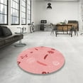 thumbnail image 4 of Ahgly Company Machine Washable Indoor Round Transitional Flamingo Pink Area Rugs, 6' Round, 4 of 7