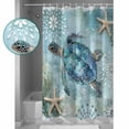 thumbnail image 4 of Ocean Sea Shower Curtain, 36" x 72", Turtle Starfish Undersea Nautical Vintage Blue Waterproof Bathroom Curtain Washable Shower Curtain Set with 12 Hooks, 4 of 6