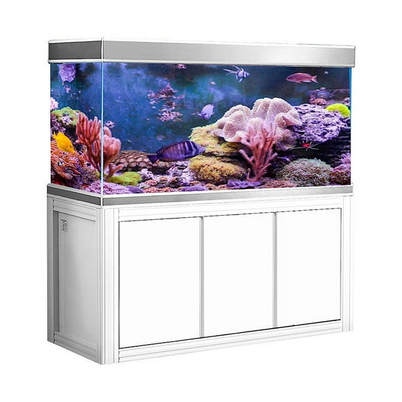Aqua Dream 145 Gallon Tempered Glass Aquarium with Cabinet, White
