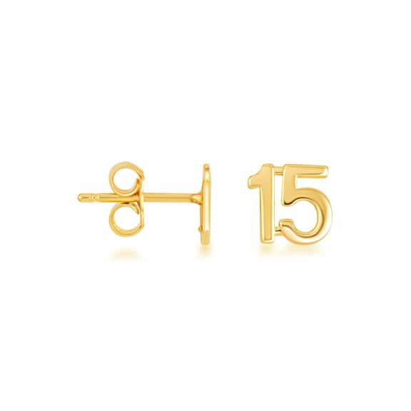 10k Yellow Gold 15 Años Quinceañera Stud Earrings