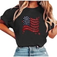 thumbnail image 4 of Levmjia Womens Top Printed T-Shirt Short Sleeve Round Neck Casual Fashion Independence Day Comfortable Pullover Tee Daily Wear, 4 of 5