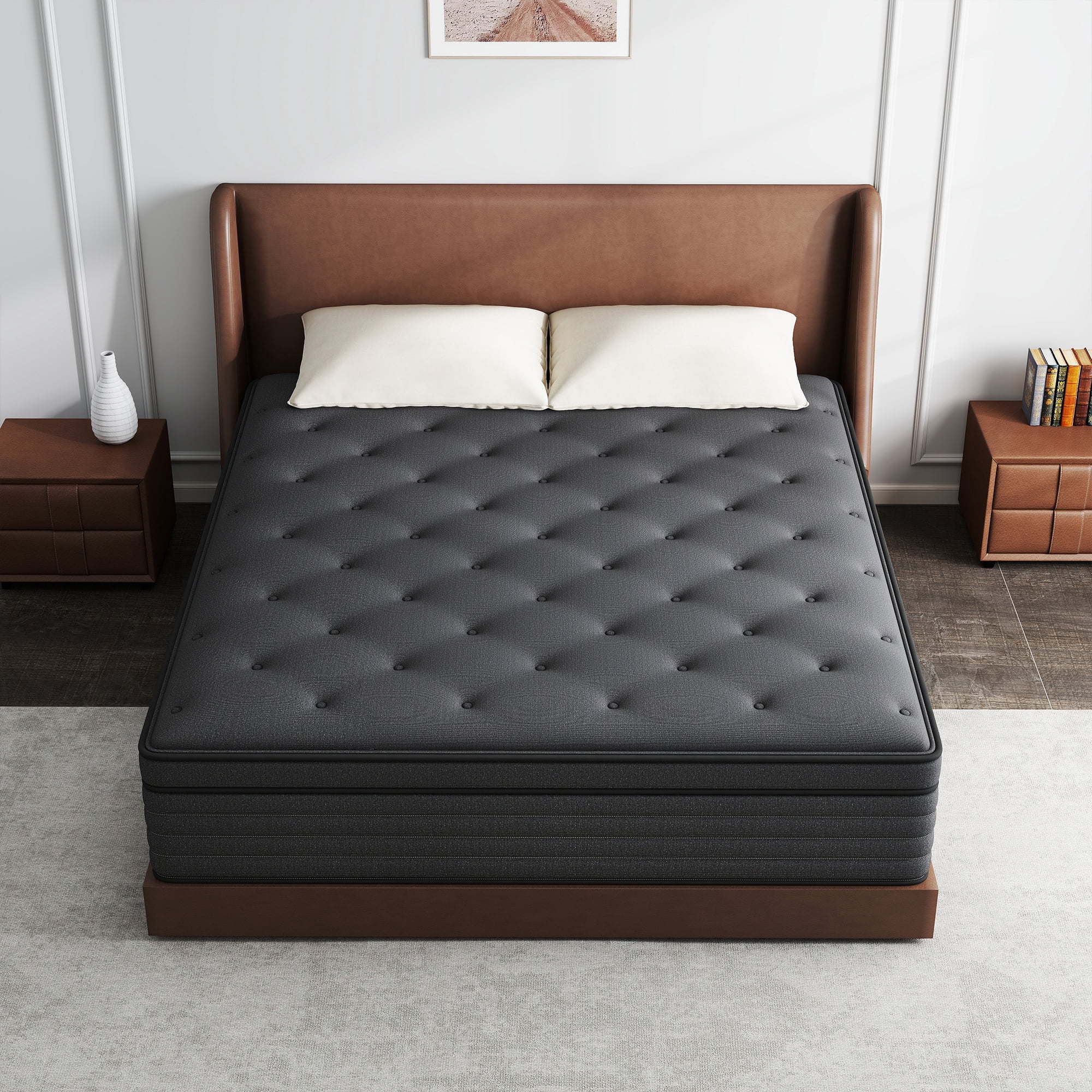 Kviwasha King Mattress 14 inch Hybrid Gel Memory Foam & Pocket Innerspring, Pressure-Relief, Medium Firm Mattress
