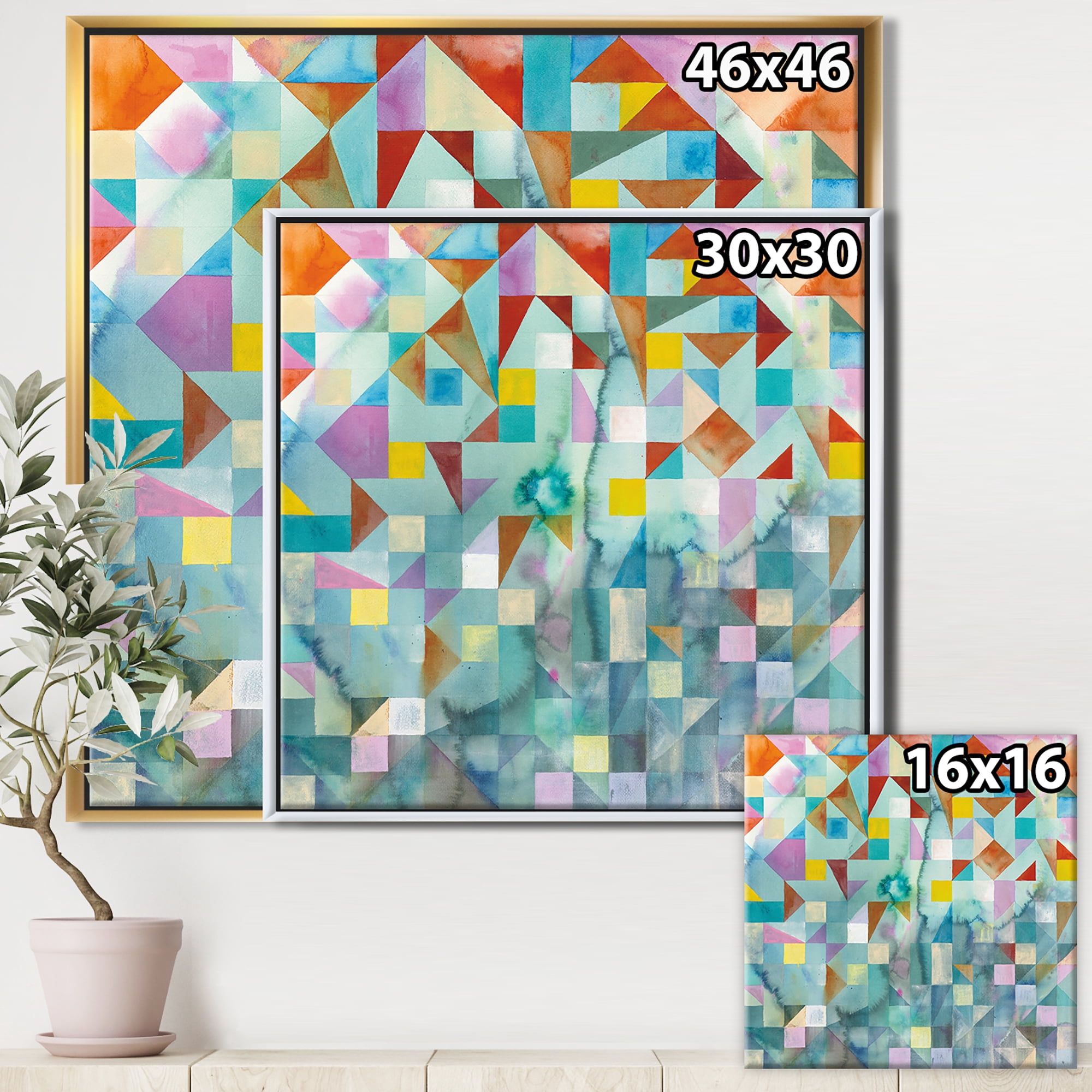 Designart ' Modern Patchwork ' Modern & Contemporary Framed Canvas