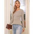 thumbnail image 4 of DARING DIVA Women's Long Sleeve Crewneck Fitted Pullover Sweaters XS Camel, 4 of 6