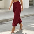 thumbnail image 4 of Mifsaly Harem Pants Women High Waisted Wide Leg Alloon Pant Comfortable Lightweight Flowy Office Work Elegant Outfits Red,S, 4 of 7