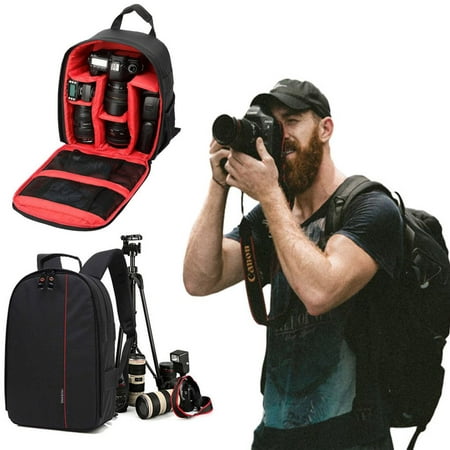 Image of PULLIMORE DSLR Camera Bag Waterproof Camera Case Backpack Rucksack For SLR/DSLR Camera Lens and Accessories Red