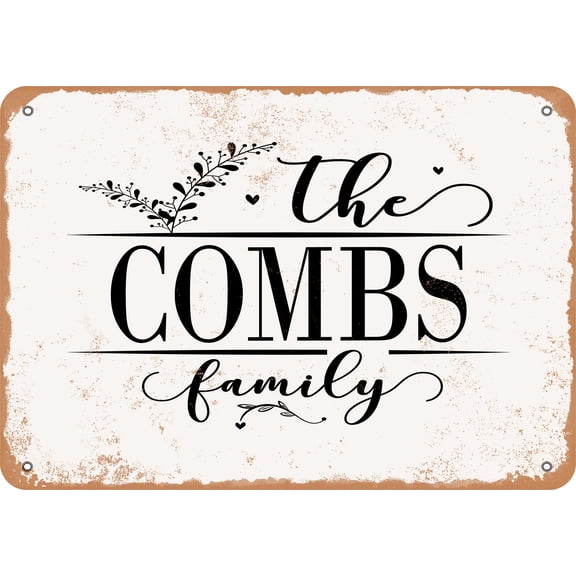 7 x 10 Metal Sign - The Combs Family (Style 2) - Vintage Rusty Look