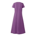 thumbnail image 4 of Dresses For Women Sevevn Women's Summer Short Sleeve Solid Color Soft Comfortable Long Dress, 4 of 6