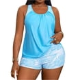 thumbnail image 2 of Women's Plus Size Two-Piece Bikini Set Split Swimsuit, Comfortable Swimwear for Beach, Pool, and Vacation, Ideal for Spring Break and Summer Activities Blue 2XL, 2 of 6